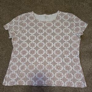 Cynthia Rowley Medallion Print Short Sleeve Top - Brown White